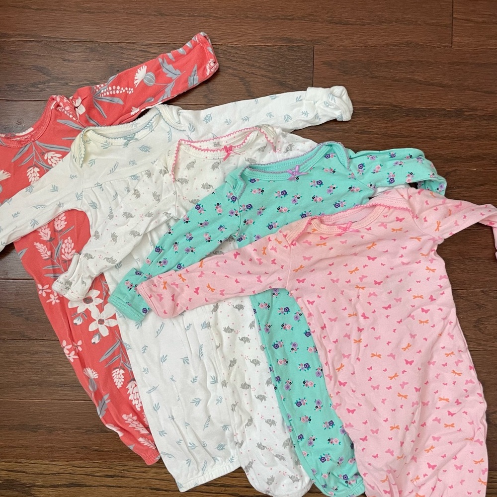 Carters Newborn Sleep Gowns, Set of 5